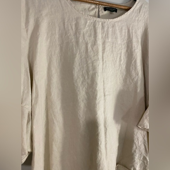 Cynthia Rawley - Tan Linen Ruffle Blouse - Picture 6 of 12